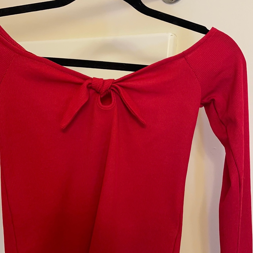 Off the shoulder red top